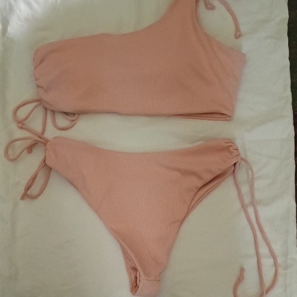 Pink One-Shoulder Bikini Set